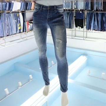 Jeans blu maschile personalizzato all&#39;ingrosso