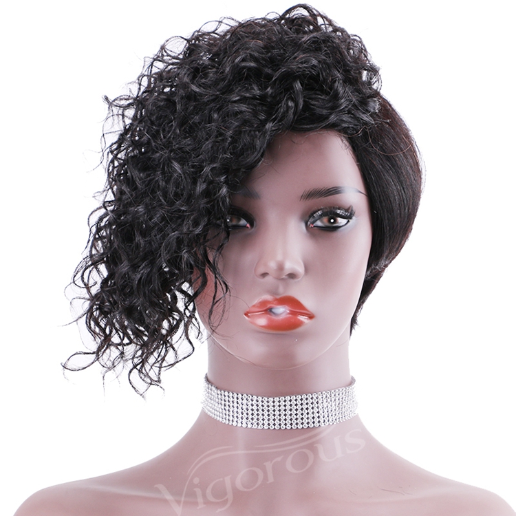 Short bob afro curly wholesale inch pixie cut wave black cheap glueless brazilian raw human hair wigs black women