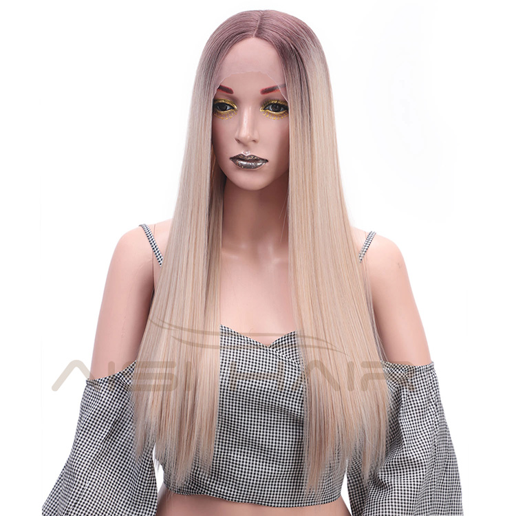 Aisi Hair Ombre Blonde Synthetic Lace Front Long Straight Wigs High Temperature Fiber Straight Lace Front Wigs