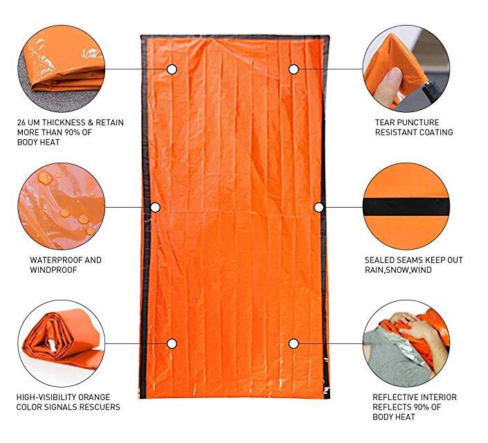 China supplier Survival Tact Bivvy Compact Ultra Lightweight Sleeping Bag ,100% Waterproof Ultralight Thermal Bivy Sack