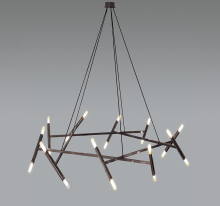 Jonathan Browning Brass Modern Le Pentagone Chandelier for Living Room