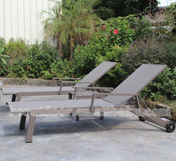 Beach Furniture Sun Lounger aluminum stackable mesh Lounger free sample