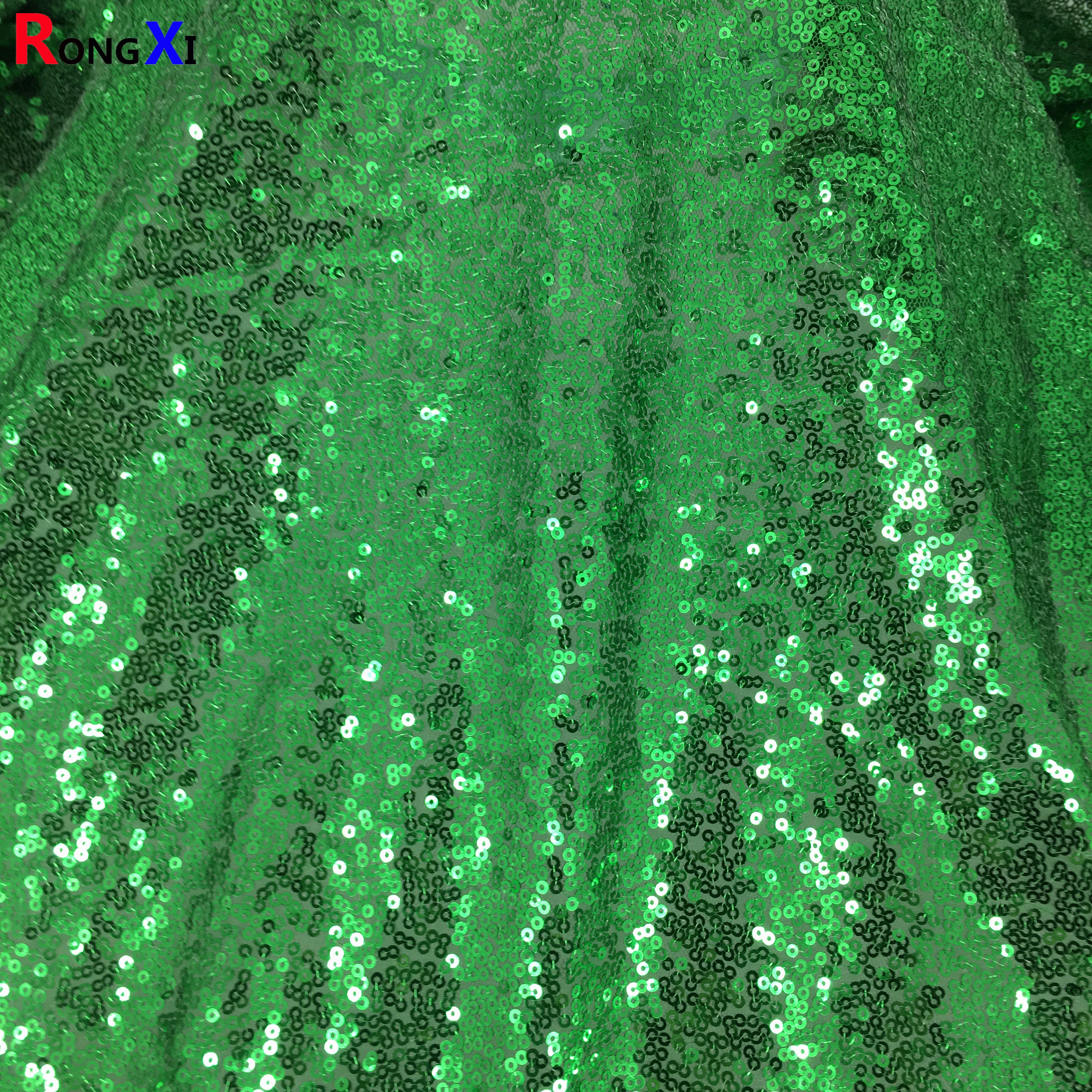 RXF0725  Sequin Mesh 3mm Green Sequin Fabric
