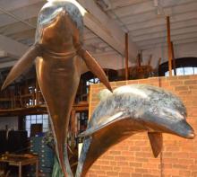 interior home decor metal craft bronze dolphin sculpture
