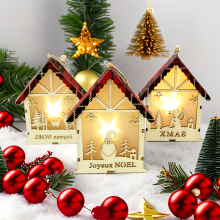 Hot Sale Christmas Wooden House Hanging Ornament For Christmas Decoration