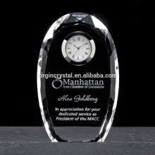 Oval shaped crystal glass clock for table sets