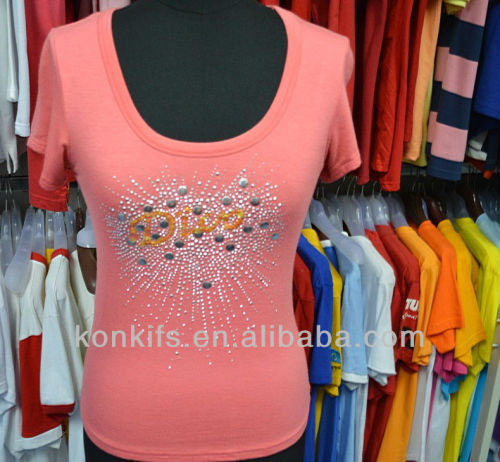 2013 New Design Beaded Lady T Shirt