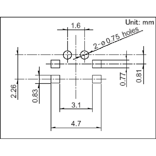 पतला टू-वे स्विच 0.35N मैक्स।