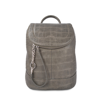 Green Boho Pack Crocodile Embossed Leather Backpack