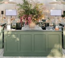 Solid Oak Wooden Wedding Bar Table - Forest Green