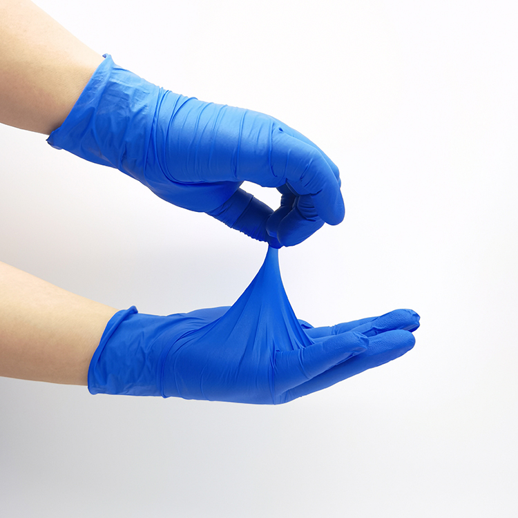 Disposable safety blue pvc nitrile blend examination working powder free guantes palma de nitrilo box gloves