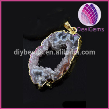 new design natural druzy agate geode with amethyst pendant for diy pendant