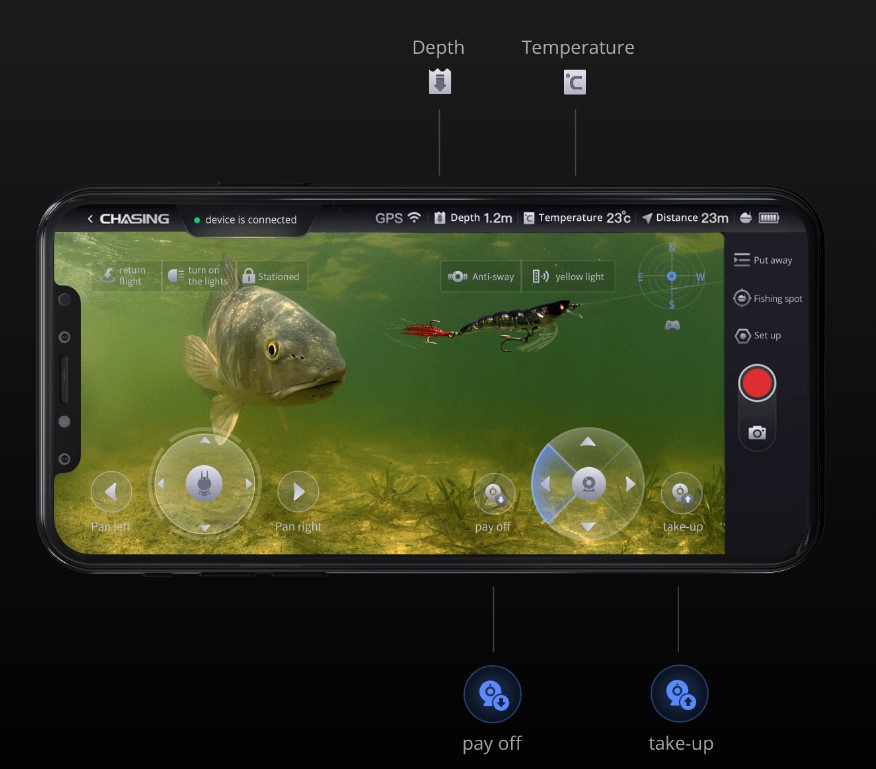 Smart fishing finder drone CHASING F1 Pro drone Underwater Fishing Camera with optional one click bait release