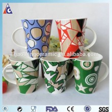 Horn shape full printing ceramic mug plated printing mug
