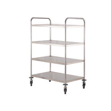 Stainless Steel Round Tube Four Layer Dining Trolley