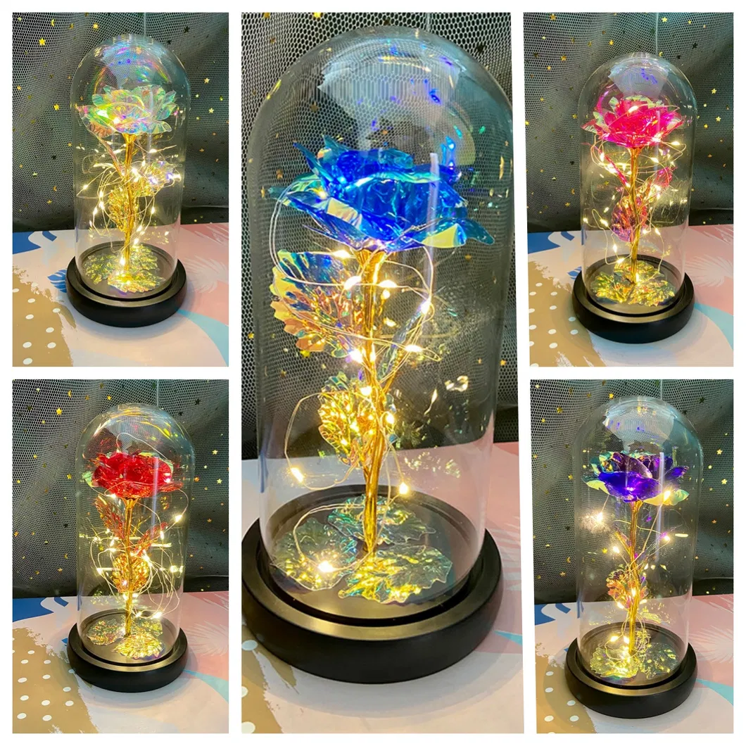 Galaxy Rose for Women, Glass Dome Rainbow Eternal Rose Gift