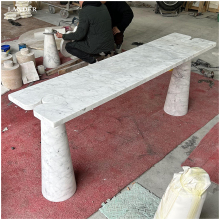 Custom Design Luxury Marble Side Tables and Coffee Tables: Landers Stone Carrara White for Hotel and Living Room Décor