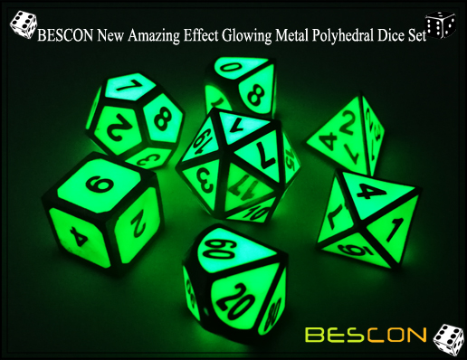 BESCON Neuer Erstaunlicher Effekt Glühend im Dunklen Metall Polyeder Rolle Spielen RPG Spiel Würfel Set von 7-3 BESCON New Amazing Effect Glowing in the Dark Metal Polyhedral Role Playing RPG Game Dice Set of 7-3