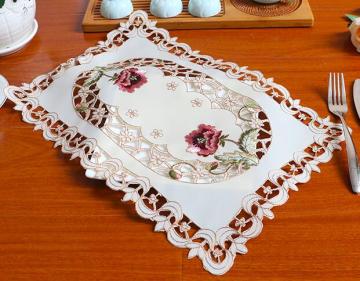 HOT satin lace placemat embroidery cup coaster mug kitchen Christmas table place mat cloth cookware New Year doily wedding pad