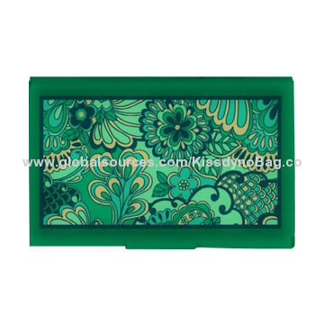 Wellspring Green Floral Flip Case Business Card Holder