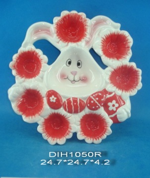 Hand-Painted Ceramic Egg Platter for Easter Decoration