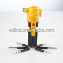 multi function Screwdriver with torch/ car emergency hammer