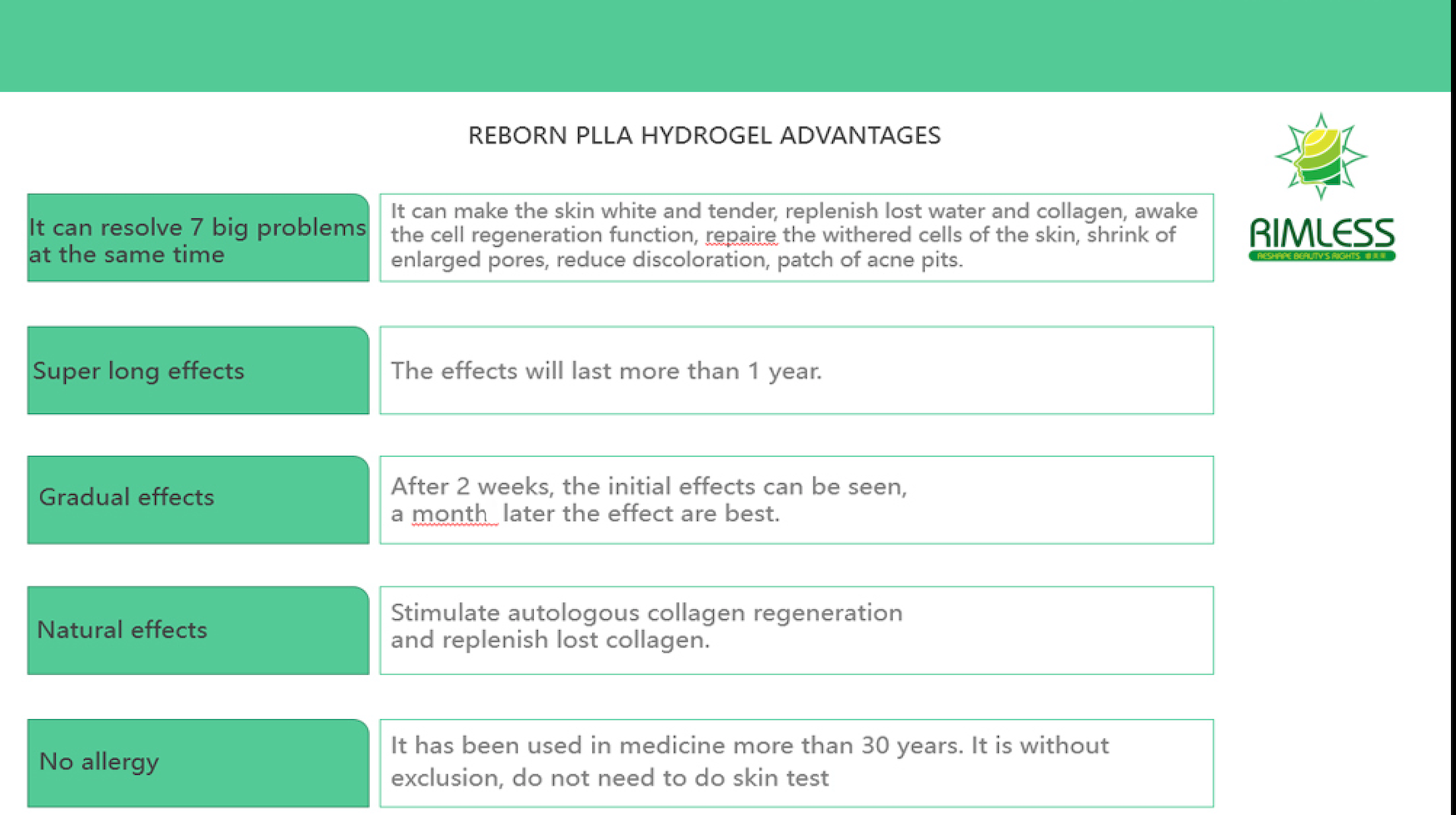 Reborn plla hidrogel para remover enrugamentos faciais / rugas de pescoço