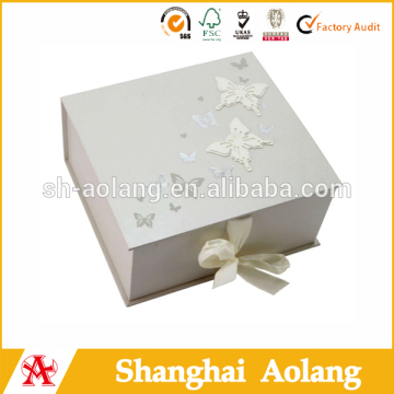 2014 China made floral design paper gift boxes with bow tie, folding paper boxes