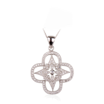 CZ diamond flower pendant necklace for women