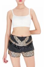 shining gold sequin with beads embroidered shorts
