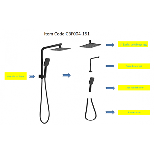 Conjunto de columna de ducha corta negro mate