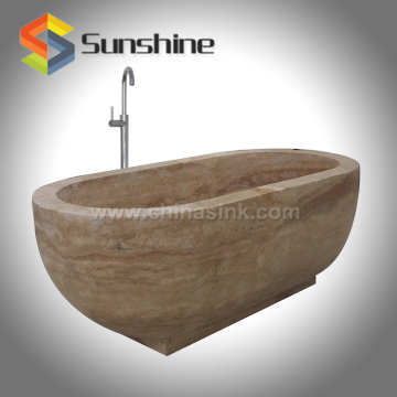 Brown Travertine Bathtubs Stone Carving Bathtubs