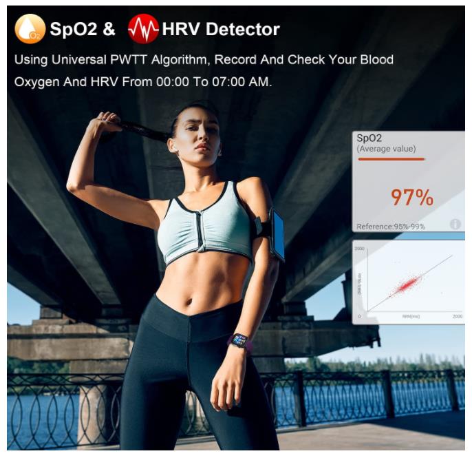 Smart Watch Heart Rate Activity Tracker Meter HRV Blood Pressure Monitor Waterproof Fitness Tracker Watch with Sleep Monitor