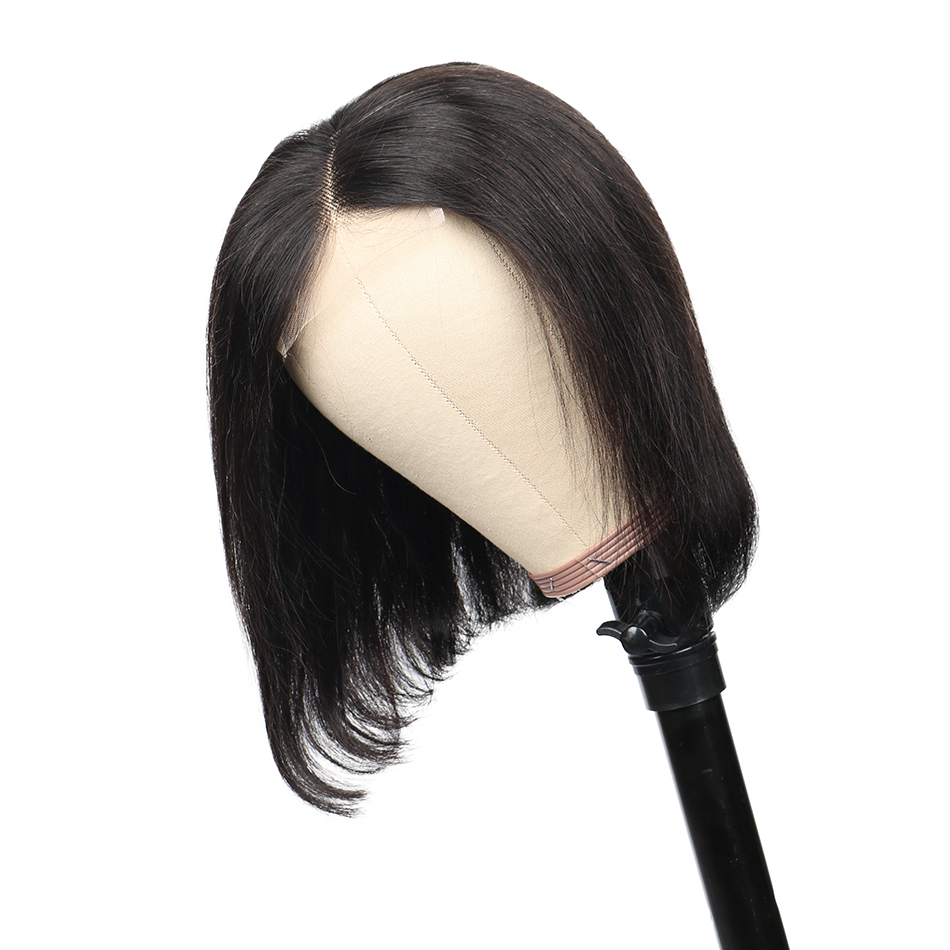 Human Hair Lace Front Wig Transparent Glueless Virgin Straight Pre Pluck HD Lace Wig Bob Brazilian Hair Lace Frontal Wig