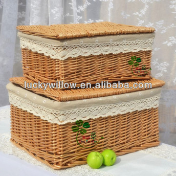 2pcs set wicker laundry basket & wicker bathroom baskets & wicker gift baskets wholesale