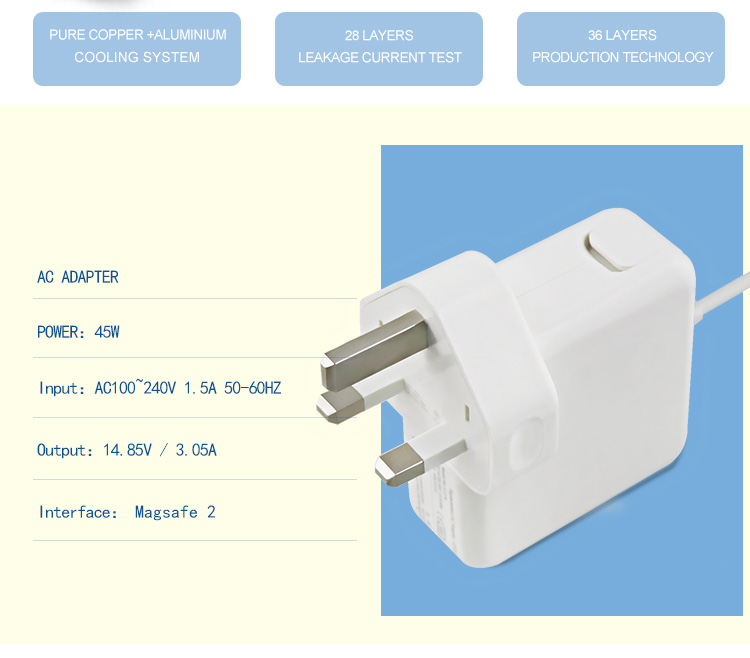 14.85v 3.05a t tip ac adater for macbook laptop