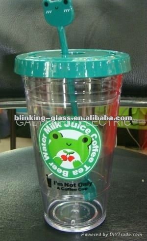 plastic straw cup with lid -16oz