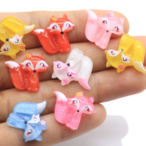 Various Color Cute Mini Fox Shaped Resin Cabochon 100pca/bag Flat Back Phone Shell Handmade Craftwork Decoration