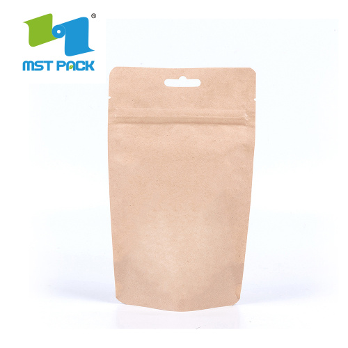 Bolsa de embalaje de café de papel Kraft marrón biodegradable