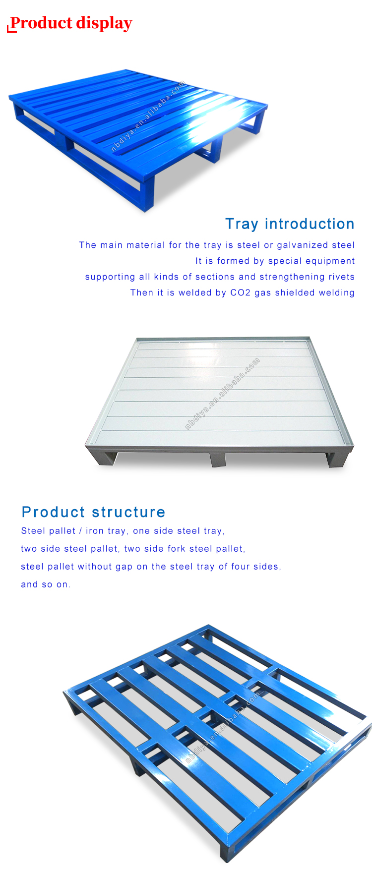 DY221 Non - standard customization Heavy Duty Durable Storage Steel Metal Stackable Pallet for Warehouse