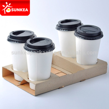 Disposable brown kraft paperboard paper cup holder tray