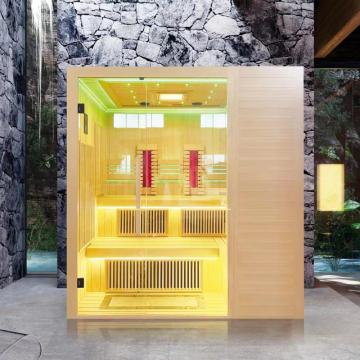 Sala de sauna de madera maciza de vapor infrarrojo
