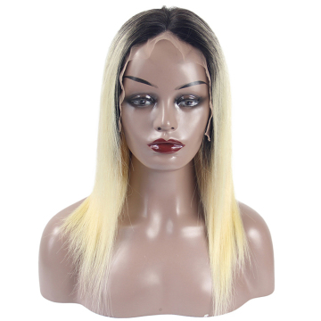 Fashion natural wave ombre blonde human hair wig, ombre blonde wigs, blonde ombre pre plucked wig