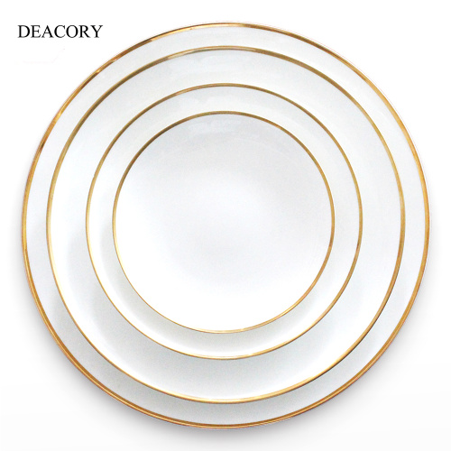 gold rim bone ceramic plates