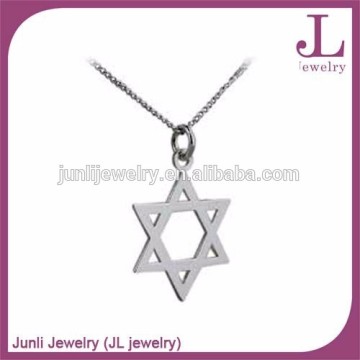 Silver Stainless Steel Star Of David Pendant Six Pointed Star Pendant