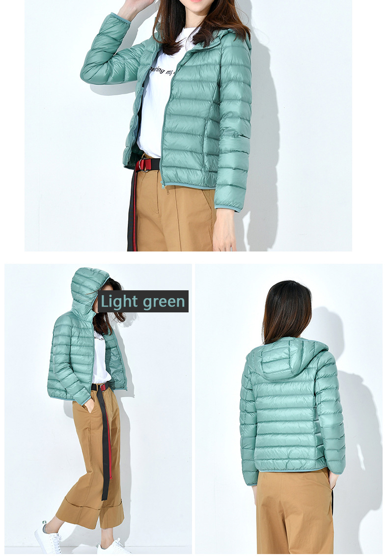 Women's Hooded Packable Ultra Light Weight Short Down Jacket