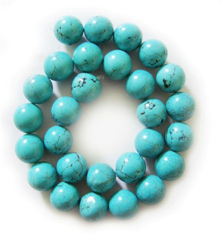 Perles rondes turquoise de 14 mm