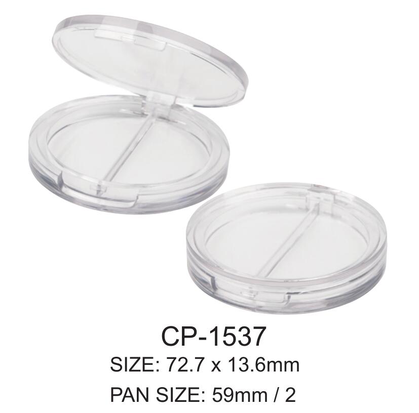 Two-Tone Round Plastic Powder Eyeshadow Compact Container