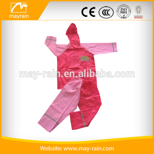 Pretty pink rain suit with girls pvc full body raincoat