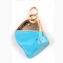 Turquoise Irregular Raw Stone Gilded Pendant For Making Jewlery